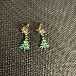 Festive Green Christmas Tree Earrings